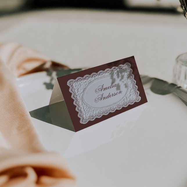 Cartões de Localização de Casamento de Renda Marro (Criador carregado)