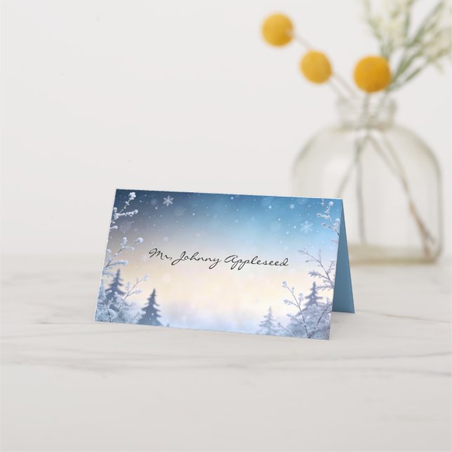 Cartões de Localização de Casamento Soft Winter Da (Frente)