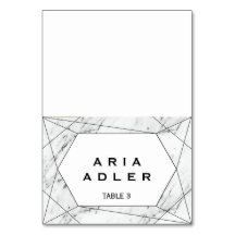 Cartões de localização de mármore geométrico branc