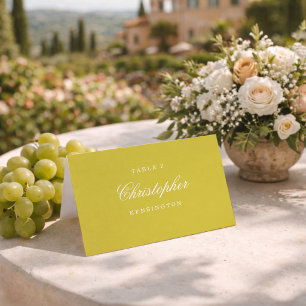 Cartões de Lugar Citrino Casamento Amarelo Elegant