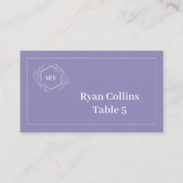 Cartões de lugar com crista de monograma Lavanda