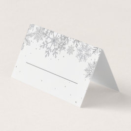 Cartões de lugar com Floco de Neve Prateado