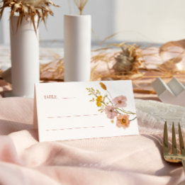 Cartões de lugar com flores silvestres, cartões de