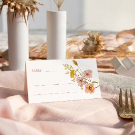 Cartões de lugar com flores silvestres, cartões de