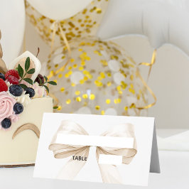 Cartões de lugar com laço bege creme | Elegantes d