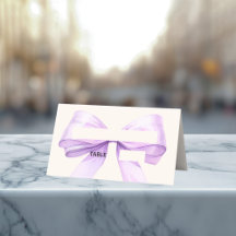 Cartões de lugar com laço de marfim Lavanda Elegan