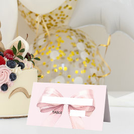 Cartões de lugar com Laço Rosa | Dobrados Elegante