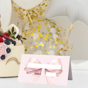 Cartões de lugar com Laço Rosa   Dobrados Elegante
