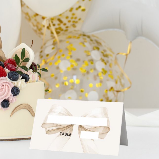 Cartões de lugar de arco de creme bege | Elegante  (Criador carregado)