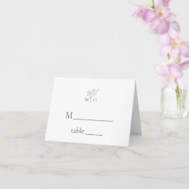 Cartões de lugar de casamento com buquê floral sim