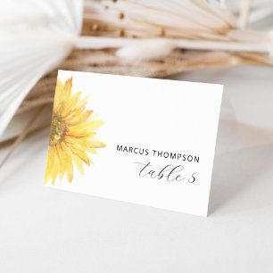 Cartões de lugar de casamento de Girassol modernos