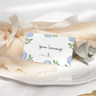 Cartões de lugar de casamento de Hortênsia Azul Si