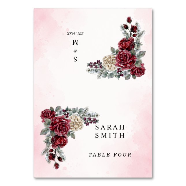 Cartões de Lugar de Casamento de Rosas Congeladas  (Frente)