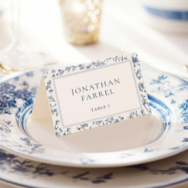Cartões de lugar de casamento Elegant Blue Chinois
