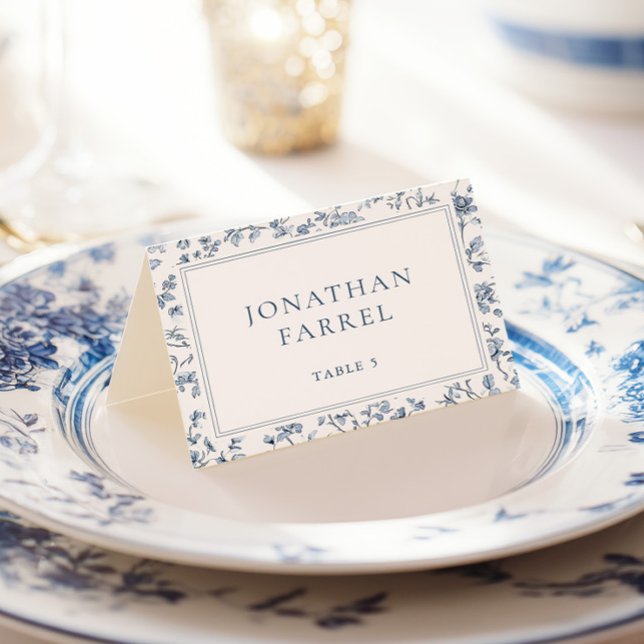 Cartões de lugar de casamento Elegant Blue Chinois (Criador carregado)