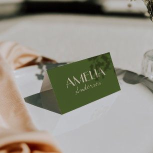 Cartões de lugar de casamento em bege verde oliva