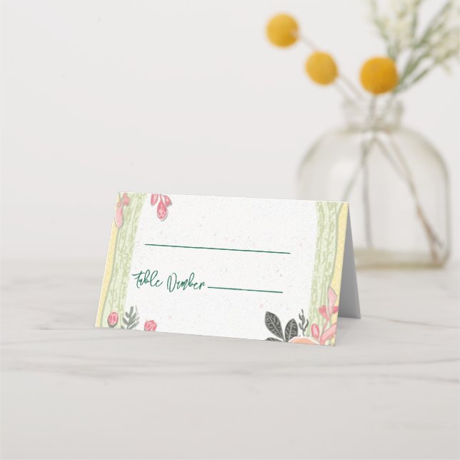 Cartões de lugar de casamento floral (Frente)