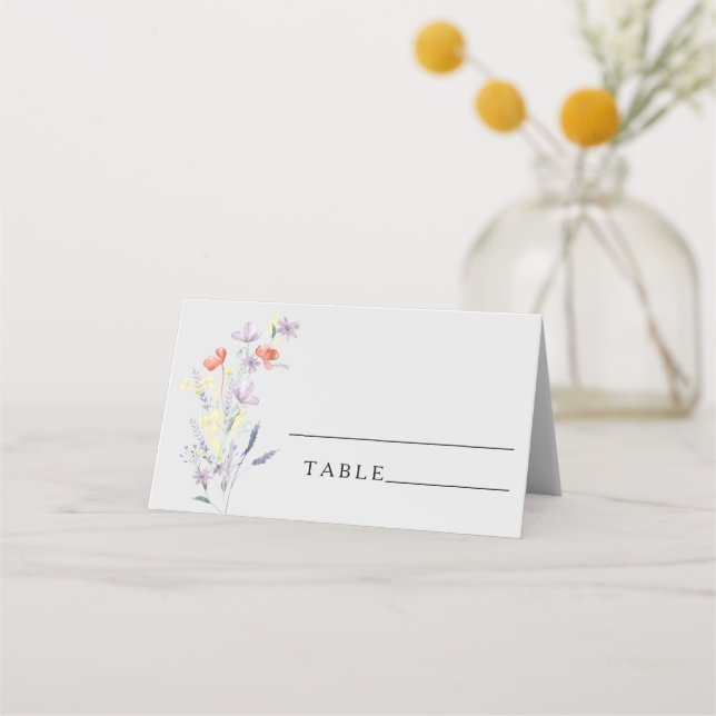 Cartões de lugar de casamento floral Boho (Frente)