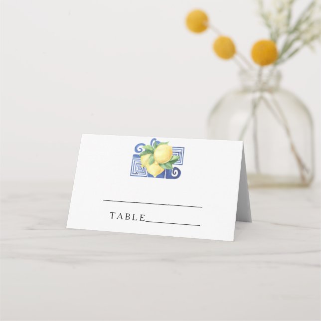 Cartões de lugar de casamento - limão cítrico (Frente)