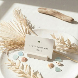 Cartões de lugar de casamento minimalistas com pal