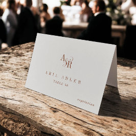 Cartões de lugar de casamento minimalistas creme B
