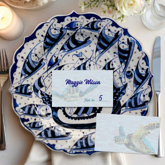 Cartões de lugar de casamento na costa Tartaruga M