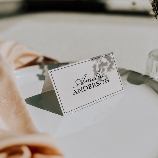 Cartões de lugar de casamento preto creme sofistic (Criador carregado)