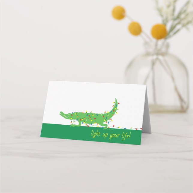 Cartões de lugar de férias com luzes travadas (Frente)