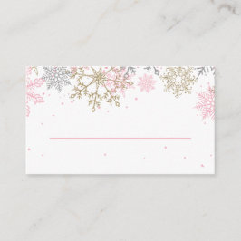 Cartões de lugar de floco de neve com brilho rosa 