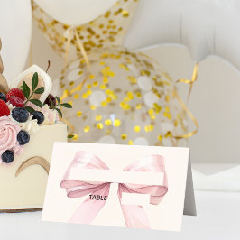 Cartões de lugar de marfim com laço rosa | Elegant