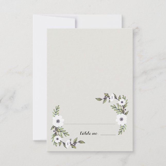 Cartões de lugar de mesa com Anêmonas Pintadas (Frente)