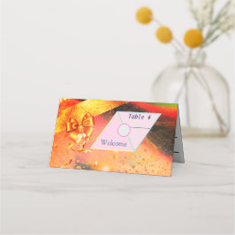 Cartões de lugar de mesa dourados vibrantes