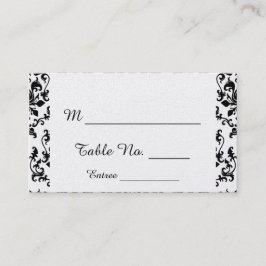 Cartões de lugar do Casamento tema damasco preto e