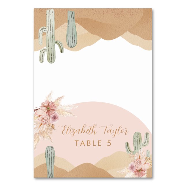 Cartões de lugar dobrados do deserto do cacto, Boê (Frente)