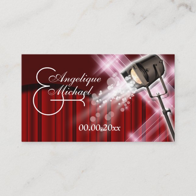 Cartões de lugar Hollywood vermelho branco preto (Frente)