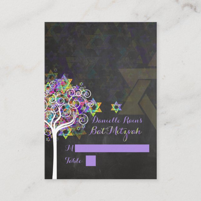 Cartões de lugar/lugar de mitzvah da PixDezines ár (Frente)