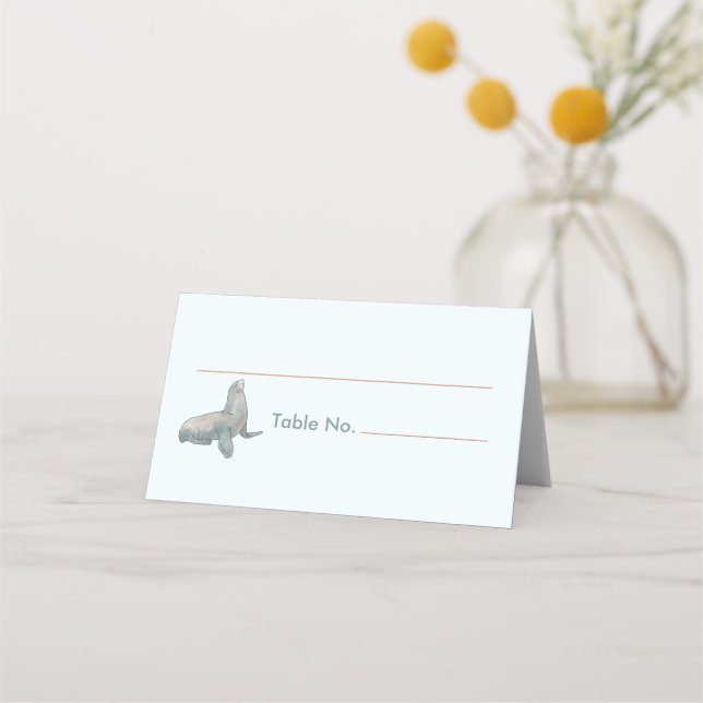 Cartões de lugar para casamento em praia (Frente)