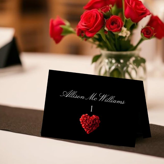 Cartões de lugar para casamento - Rosas Vermelhas  (Wedding Place Cards Red Roses)