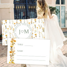 Cartões de lugar para casamentos de flor silvestre
