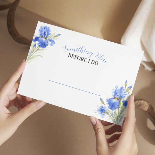 Cartões de lugar para chá de noiva Blue Iris Somet (Blue Iris Something Blue Bridal Shower Place Cards
)