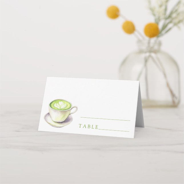 Cartões de lugar para chá de noiva de Matcha - car (Frente)