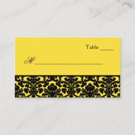 Cartões de lugar para danos amarelos e pretos