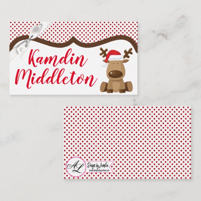Cartões de lugar personalizados Reindet Christmas  (Frente/Verso)