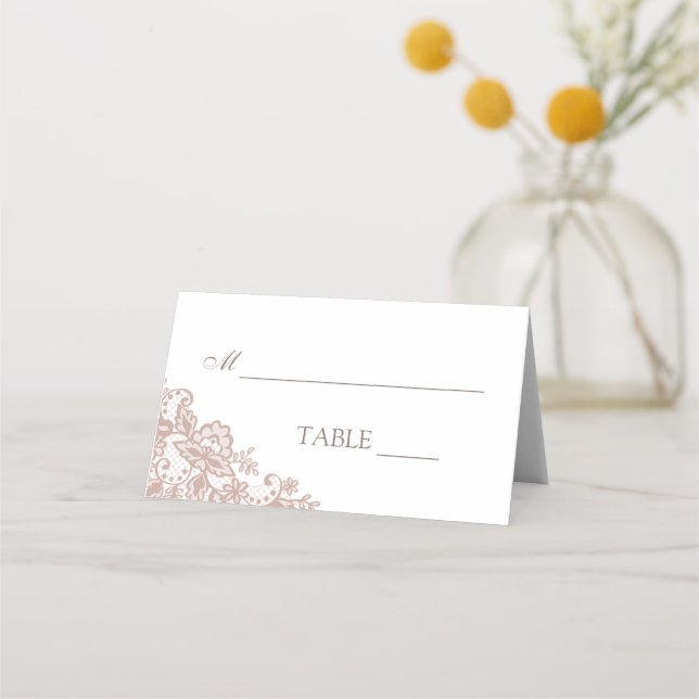 Cartões de lugar românticos de renda de rosa de Du (Frente)