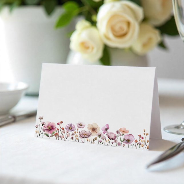 Cartões de Lugares com Flor Silvestre Rosa Empoeir (Table Tent Cards)