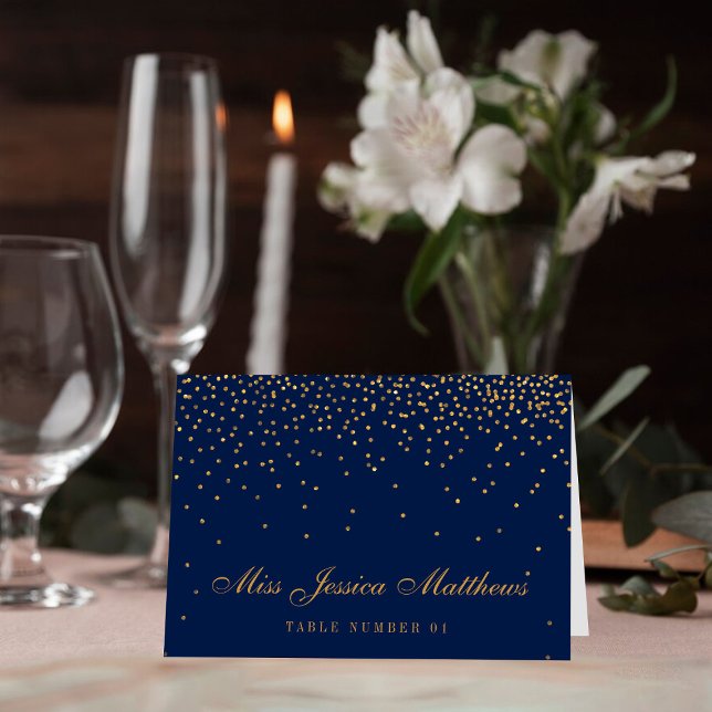 Cartões de Lugares de Casamento Azul Marinho e Gla (Criador carregado)