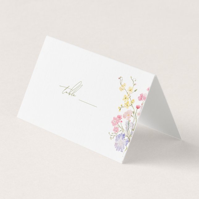 Cartões de Lugares de Casamento com Flores Silvest (Frente)