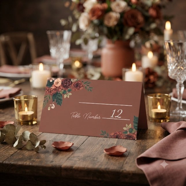 Cartões de Lugares de Casamento Florais Românticos (Criador carregado)
