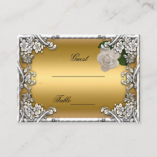 Cartões de Lugares para Casamento Dourado Creme Ro