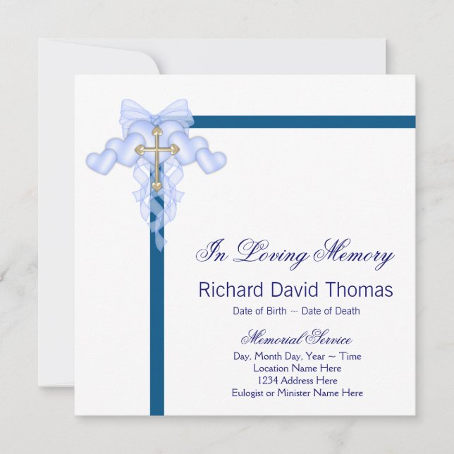 Cartões de Luto Azul-Marinho para Homens (Frente)